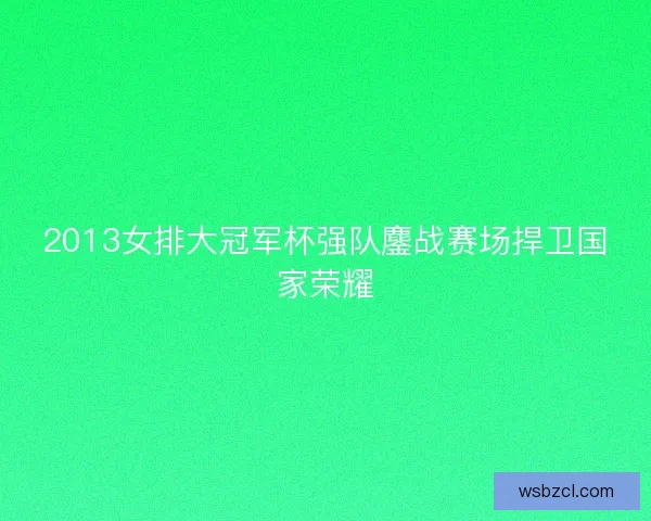 2013女排大冠军杯强队鏖战赛场捍卫国家荣耀